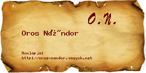 Oros Nándor névjegykártya